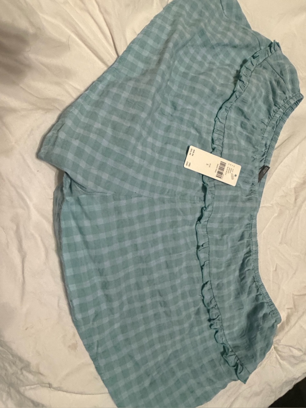 Anthropologie Set- Light Blue Gingham Maxi Top with matching shorts - Picture 7 of 8